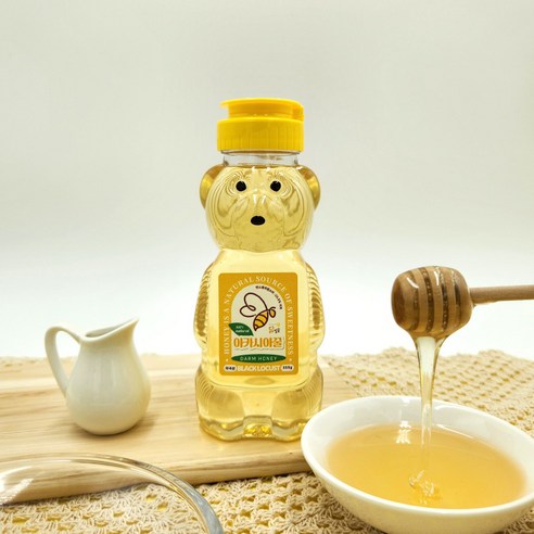 아카시아벌꿀 곰돌이꿀 천연 자연 양봉 꿀 짜먹는 꿀튜브, 1개, 335g