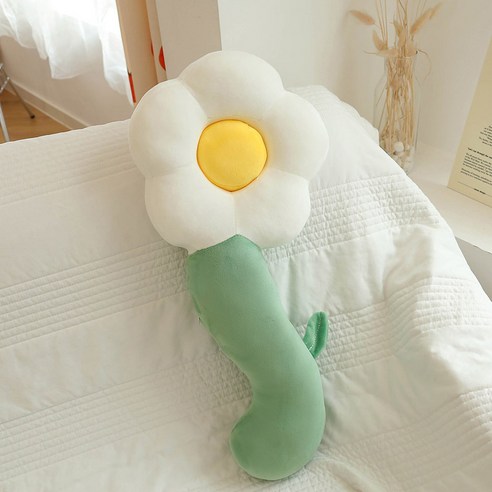 시우리빙 데이지 플라워 바디필로우 인형 안고자는 대형 소형 롱쿠션 긴베개, 화이트