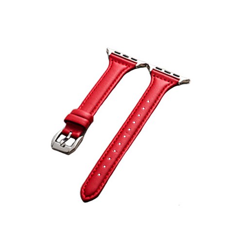 리빙듀오 애플워치 슬림 가죽 스트랩 밴드 38mm 40mm 42mm 44mm, 레드