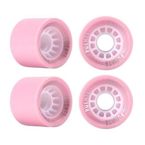 4 피스 스케이트 보드 휠 70x51mm 교체 롱 보드 휠 베어링과 스페이서 세트, 분홍, PU