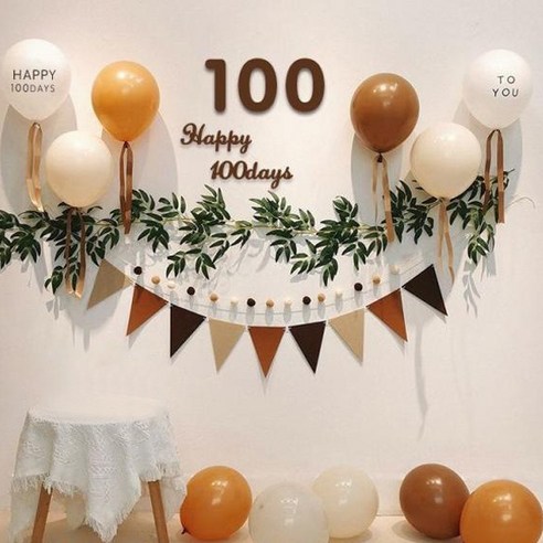 투니스 100일 사진 벽장식 풍선 심플 세트, 1개, 04 + 버드나무