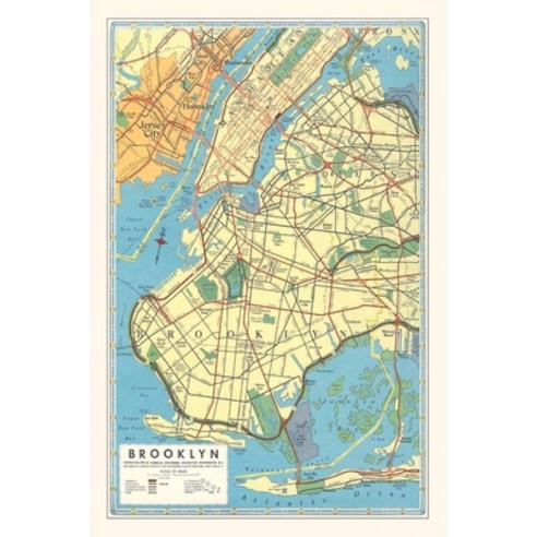 (영문도서) Vintage Journal Map of Brooklyn New York Paperback, Found Image Press, English, 9781680819878