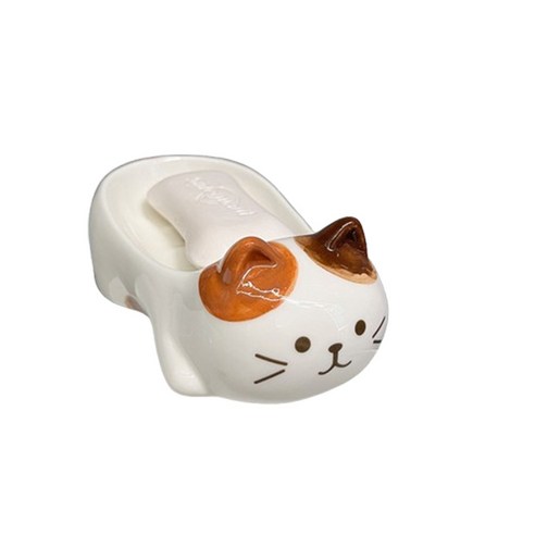 다온느루 삼색 고양이 비누 물빠짐 받침대, 1개, 바둑냥 비누 받침대