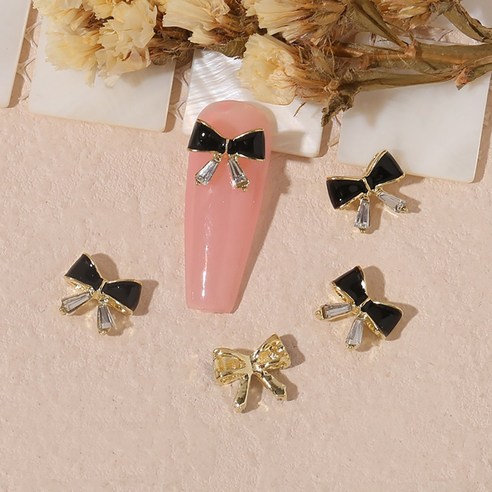 클래식네일 프리마 리본 네일파츠 10x11mm 젤네일아트재료, 20개, 블랙(2660)