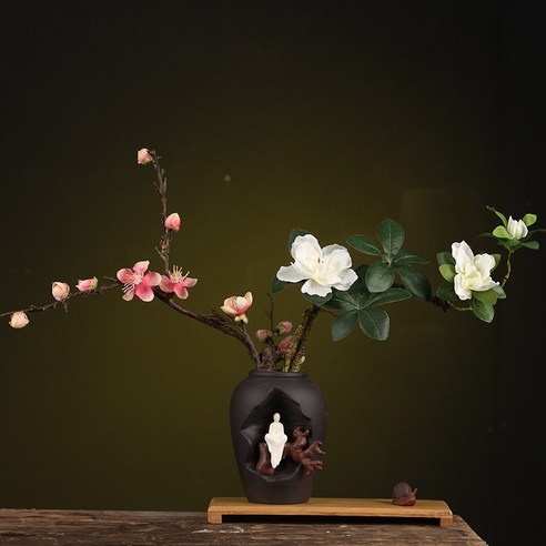 DFMEI Zisha Zen 꽃병 세라믹 수경 꽃꽂이 거실 가정 장식 티 테이블 작은 꽃꽂이 수예, 색깔6