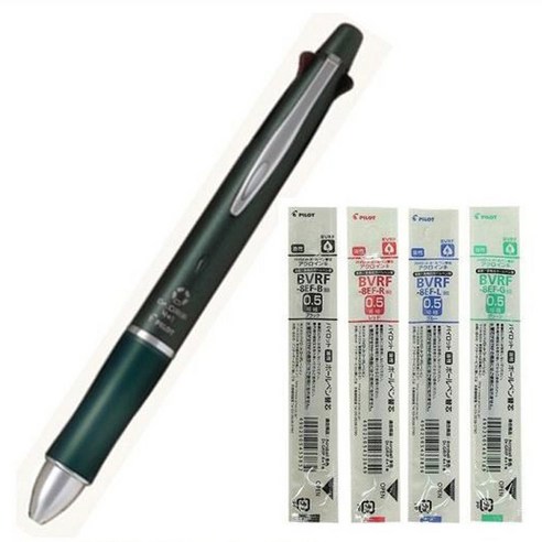 파이롯트 멀티펜 5개 0.5mm 세트, Dr.GRIP 4+1 애쉬 메탈  올리브+리필 세트