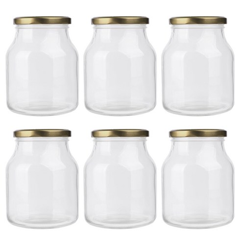 가인글로벌 YS원형1.0 유리병 러그캡 골드, 6개, 800ml