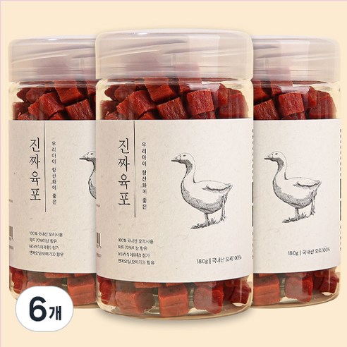 진짜육포 강아지 간식 져키 180g, 오리고기, 6개