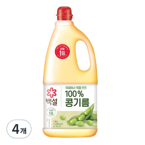 백설 콩기름, 1.8L, 4개