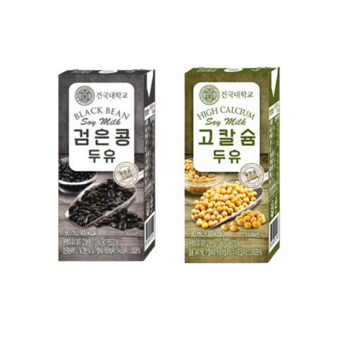 건국대학교 유산균 함유 검은콩두유 고칼슘 두유 48팩, 190ml, 총 48개 빙그레콩두유