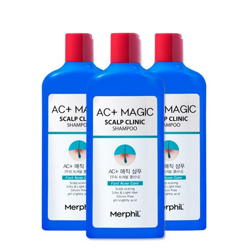 메르필 여드름성 두피 약산성 샴푸 / 민감성 두피 / 두피 스케일링, 3개, 300ml