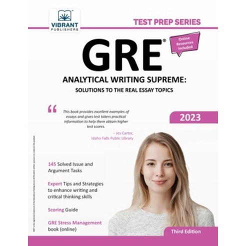 (영문도서) GRE Analytical Writing Supreme: Solutions to the Real Essay Topics Paperback, Vibrant Publishers, English, 9781636511436