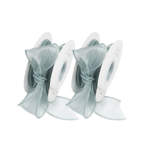 디어플레이스 쉬폰 리본끈 오간디 포장끈 4cm, 2개, 9m, 09 미스트그린