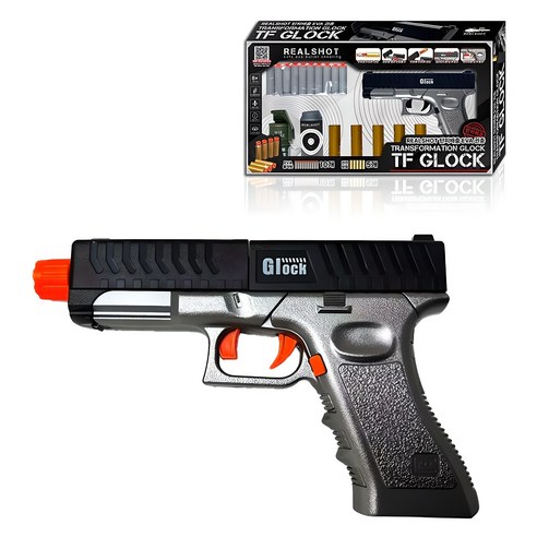하하토이 리얼샷 탄피 배출 TF GLOCK 장난감 권총, 매트블랙, 1개