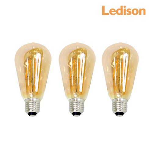 Ledison 에디슨전구 베이직전구 ST64 4w, 전구색, 3개