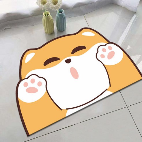 동물 프린트가 있는 욕실 거실 및 현관용 매트입니다., 주황색 고양이 발