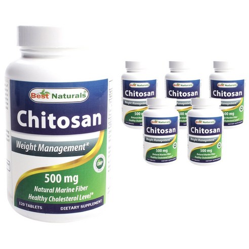 베스트네츄럴스 키토산 500mg 타블렛 무설탕 글루텐 프리, 120정, 6개
