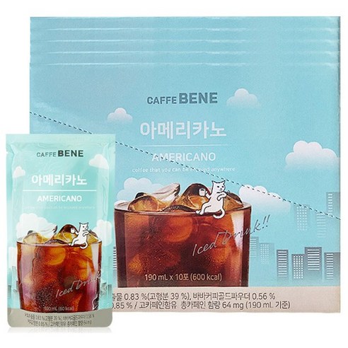 카페베네 커피파우치 아메리카노, 190ml, 50개입