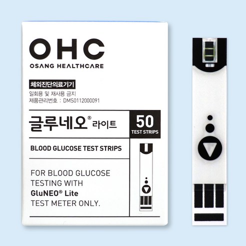 OHC 글루네오 라이트 혈당스트립 50매 개인용 혈당 검사지, 6개