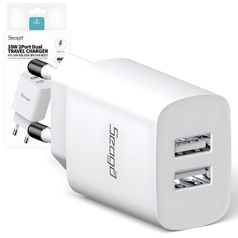 서가 10W 듀얼 2포트 멀티 USB 충전기 어댑터, 화이트, 1개