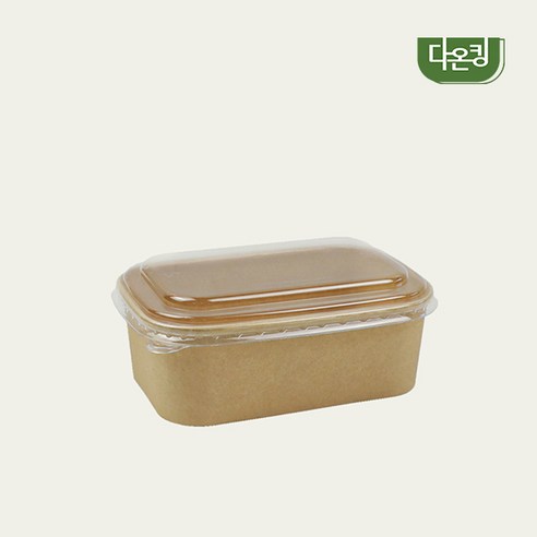 다온킹(소량) 크라프트 KB직사각 종이용기 750ml PET 뚜껑 용기 합세트 50개, 1세트