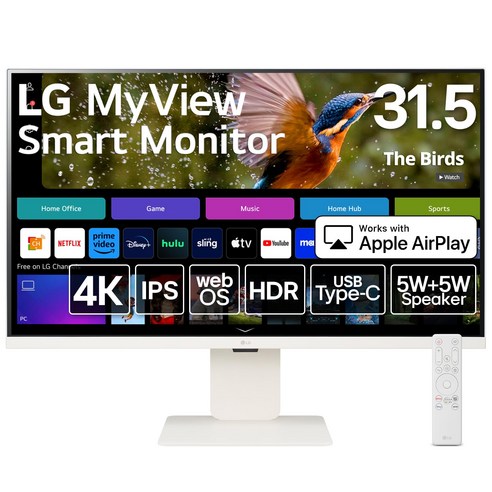 LG 32SR83U-WLG MyView Smart Monitor 4K webOS 23 IPSDCI-P3 95% 5W+5W AirPlay2 MiracastType-C(PD 65W) 스마트 모니터 32인치 안티