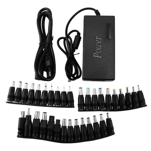 범용 DC 12V 15V 16V 18V 19V 20V 24V 4.5A 4A 조정 가능한 전원 공급 장치 어댑터 34 노트북 EU 플러그 용 분리형 플러그, black
