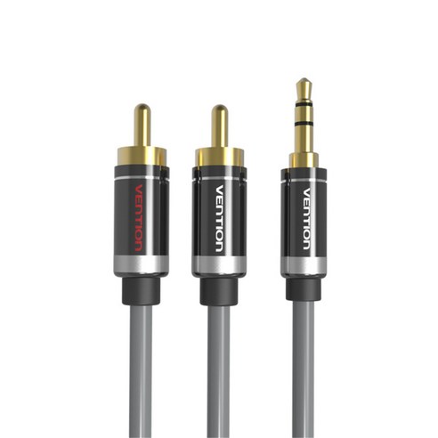 3.5mm-2 RCA 어댑터 케이블 남성-남성 스테레오 오디오 Y 분배기, 2 미터, 회색, 합금