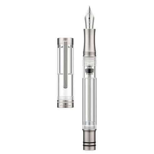 Asvine V200 Titanium Fountain Pen Vacuum Filling Iridium Extra Fine Nib Clear Transparent Acrylic S, Rainbow_Bock EF