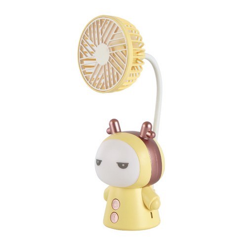 멀티 충전식 무선 LED 무드등 스탠드 USB 미니 선풍기, 노란색