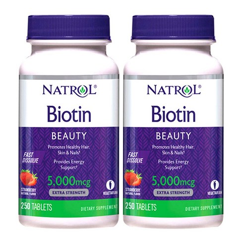 [4병] 나트롤 비오틴 5000mcg 페스트 디졸브 250정 (Natrol Biotin 5000 mcg. 250 Fast Dissolve Tablets), 4개