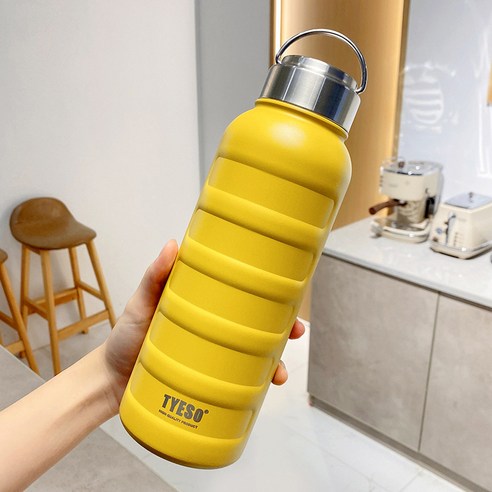 304보온병 컵 남녀 대용량1000ml휴대용 높은 색상 값 물 컵, 750ML, 노란색
