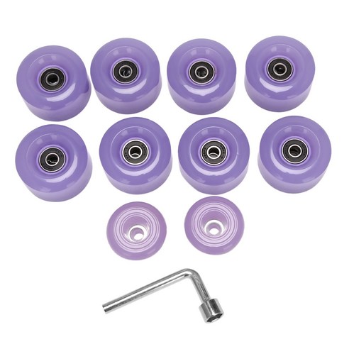 Monland 베어링 및 발가락 스토퍼가있는 롤러 스케이트 휠 복열 스케이트 쿼드 보드 용 32x58mm 82a 보라색, 자주색