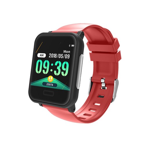 AFBEST E33 스마트 시계 피트니스 트래커 심박수 혈압 모니터링 스포츠 방수 레드, 빨간, 블루투스