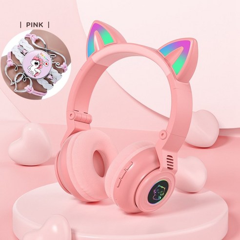 MAGIC 귀여운 고양이 귀 무선 이어폰, 하나, Pink