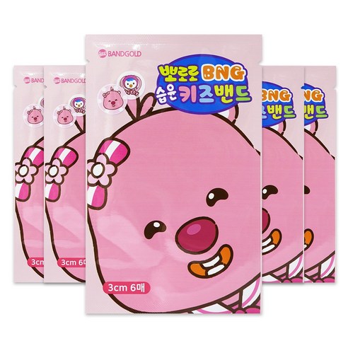 밴드골드 뽀로로 BNG 습윤 키즈밴드 루피 6매입 x 5개, 3세트, 6개