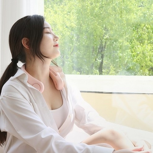 오존컴퍼니 지수라이프 넥밴드 무선선풍기 FA12 네이비