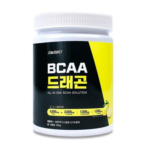 오늘의바디 BCAA 드래곤 필수아미노산 종합 헬스보충제 500g(레몬맛), 1개, 500g