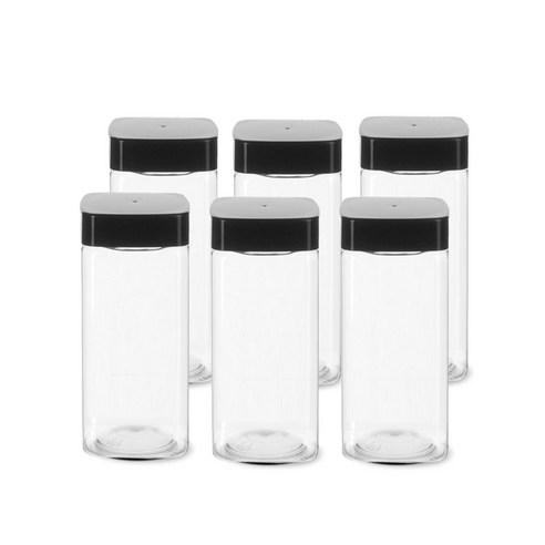 팜스용기 팜스사각 밀폐용기 블랙 500ml, 6개, 본체 + 뚜껑