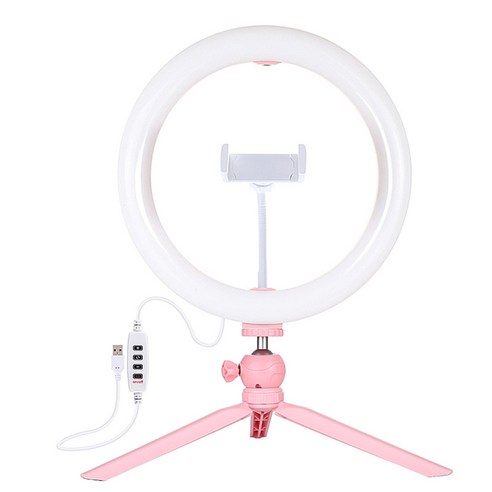 PULUZ USB 3 모드 Dimmable Selfie 링 라이트 삼각대 사진, {"사이즈":"10.2 인치"}, {"색상":"핑크"}, {"수건소재":"ABS 아크릴"}