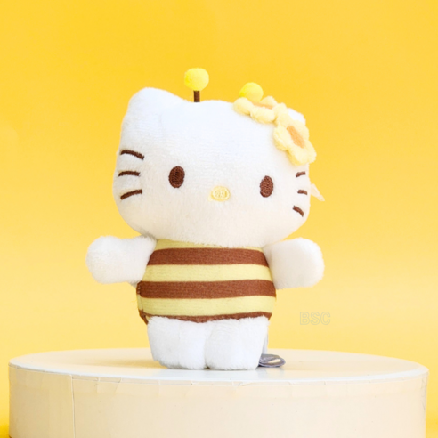 BSC 산리오 꿀벌 인형 미니 가방장식 키링 열쇠고리 가방고리 키홀더, 1개, 1. 헬로키티 꿀벌 키링, 8cm