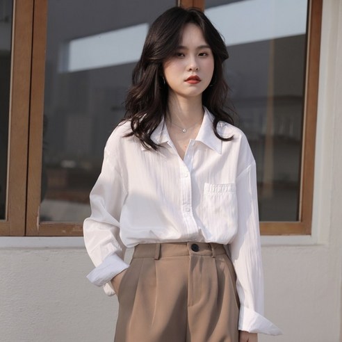 DFMEI 봄 새로운 우아한 모든 일치 탑 디자인 감각 틈새 단색 느슨한 슬리밍 셔츠