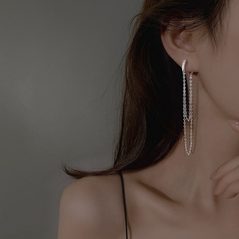 DFMEI 체인 귀 버클 귀걸이 새로운 유행 술 귀걸이 여성 디자인 감각 귀걸이 우아한 고급 감지