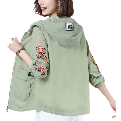 여성용 봄여름 야상 빅 사이즈 얇은 집업 후드 점퍼 Women''s Jacket