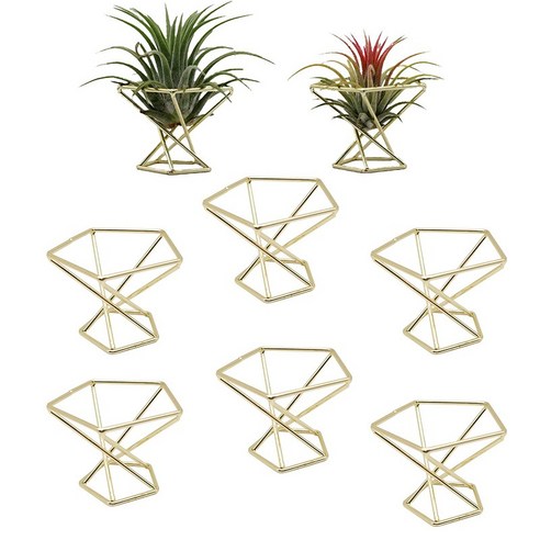 Retemporel 8 개 기하학적 공기 식물 홀더 Airplants 랙 금속 스탠드 화분 선반 Himmeli 장식 Tillandsia 컨테이너, 1개