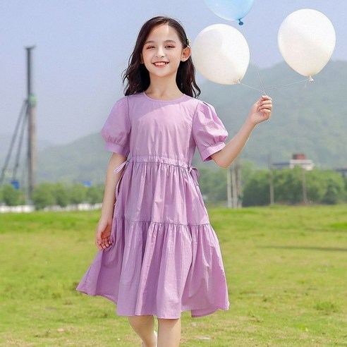 뷔스티에원피스 뷔스티에원피스 페이퍼먼츠 링클 라운디 민소매 루즈핏 미디 원피스 04147 여누키즈 키즈 주니어 여아 성인 여름 보라 면 반소매 롱 원피스 130~170
