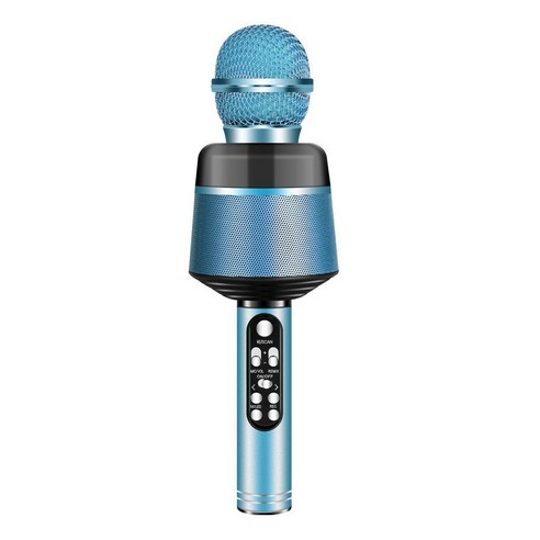 AFBEST 휴대용 뮤지컬 마이크 블루투스 무선 USB 미니 KTV 전문 스피커 플레이어 노래 블루 레코더, 푸른