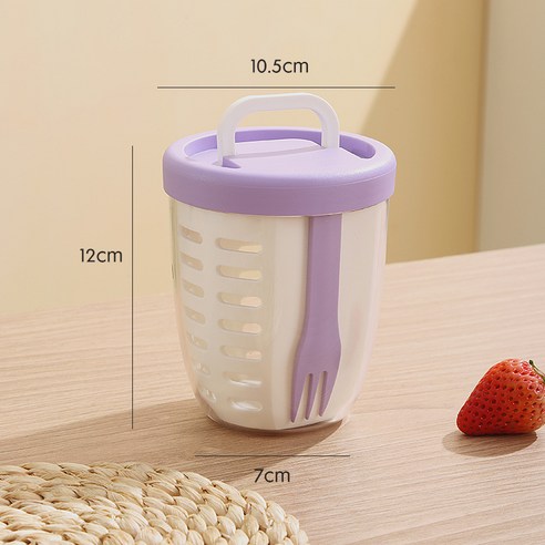 인생을 즐기다 도시락 휴대용 과일 밀폐 용기 과일 도시락 샐러드 용기650ml, 3개