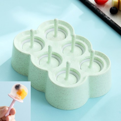 아이스크림 금형 상자 아이스크림 금형 뚜껑 아이스 큐브 아이스 캔디 미니 집에서 만든 아이스 큐브 아이스 몰드 아이스 캔디, 직사각형 아이스 캔디 몰드 [민트 그린]