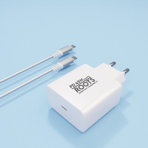 디에이치몰 루츠 45W GaN PD PPS 국내생산 초고속 충전기 100W C TO C 케이블포함, 화이트, 1개